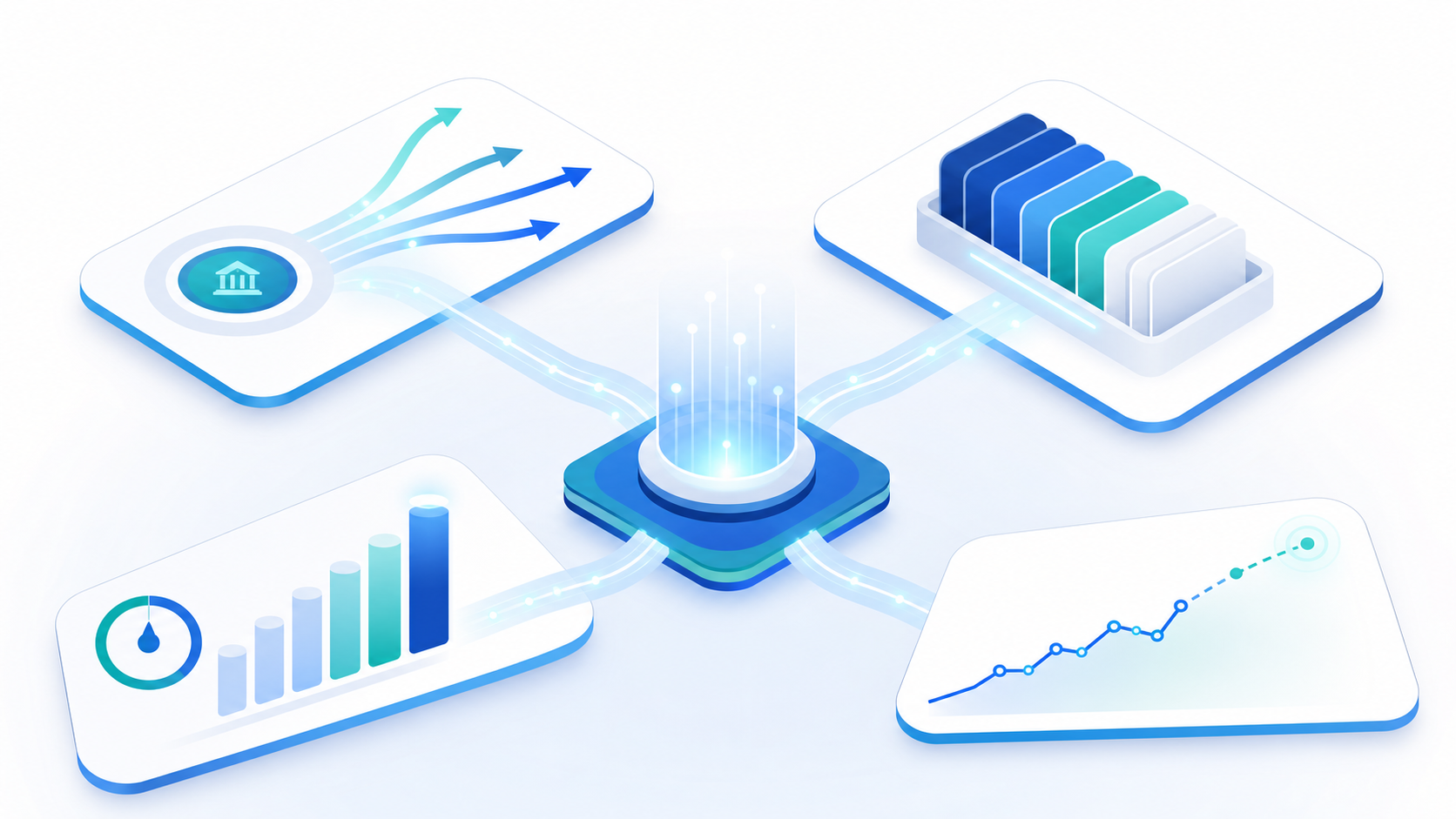 Abstract Data Streams in Corporate Tech Illustration