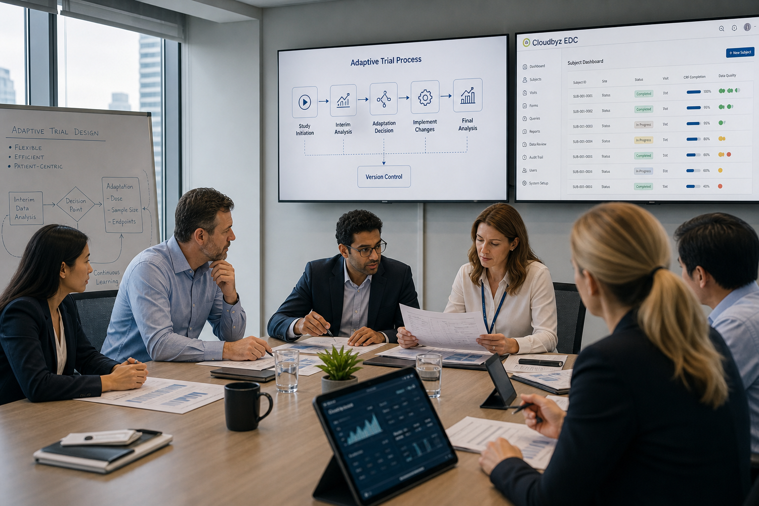 Adaptive Trial Discussion at Modern Office