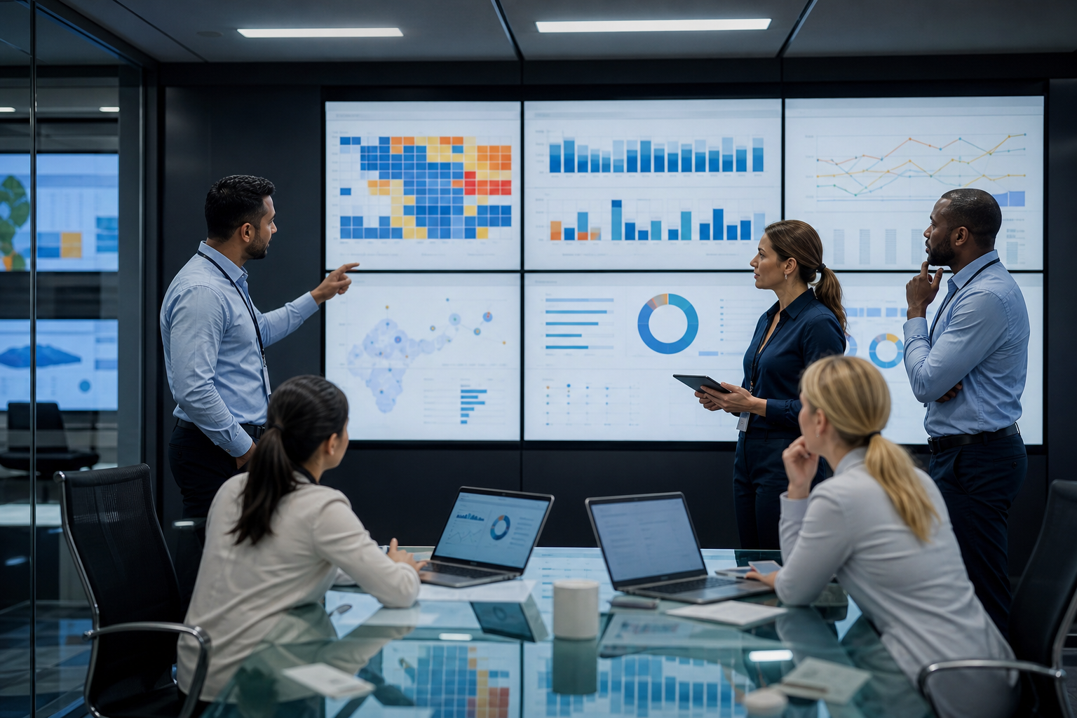 Clinical Data Managers and CRAs Reviewing Digital Dashboard