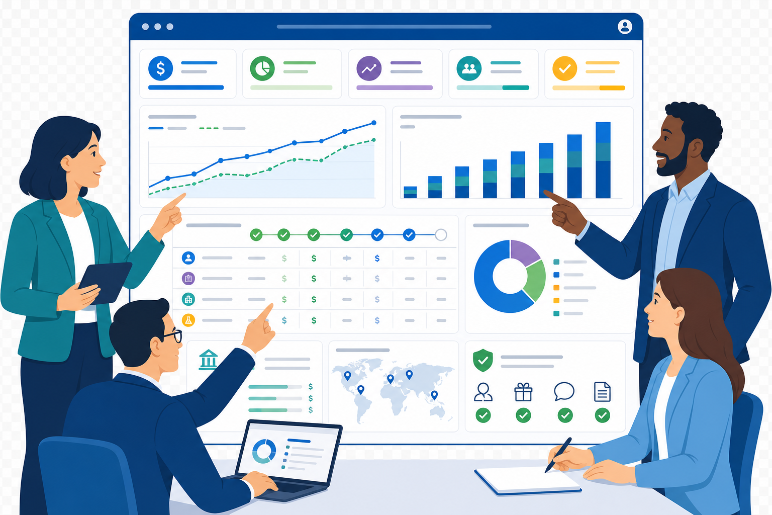 Clinical Leaders Collaborating on Unified Dashboard