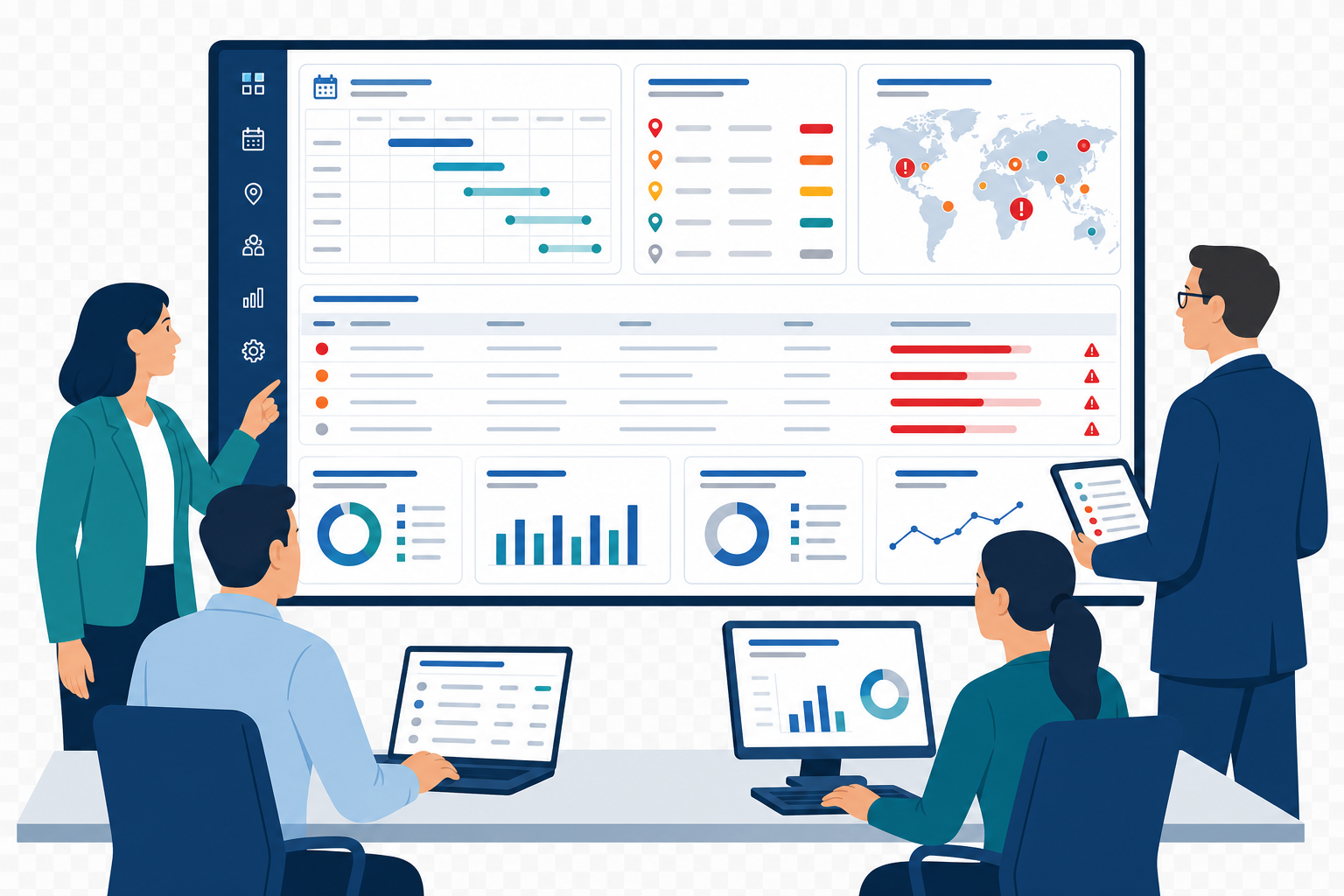 Clinical Operations Team Monitoring Global Study Sites via Unified CTMS Dashboar