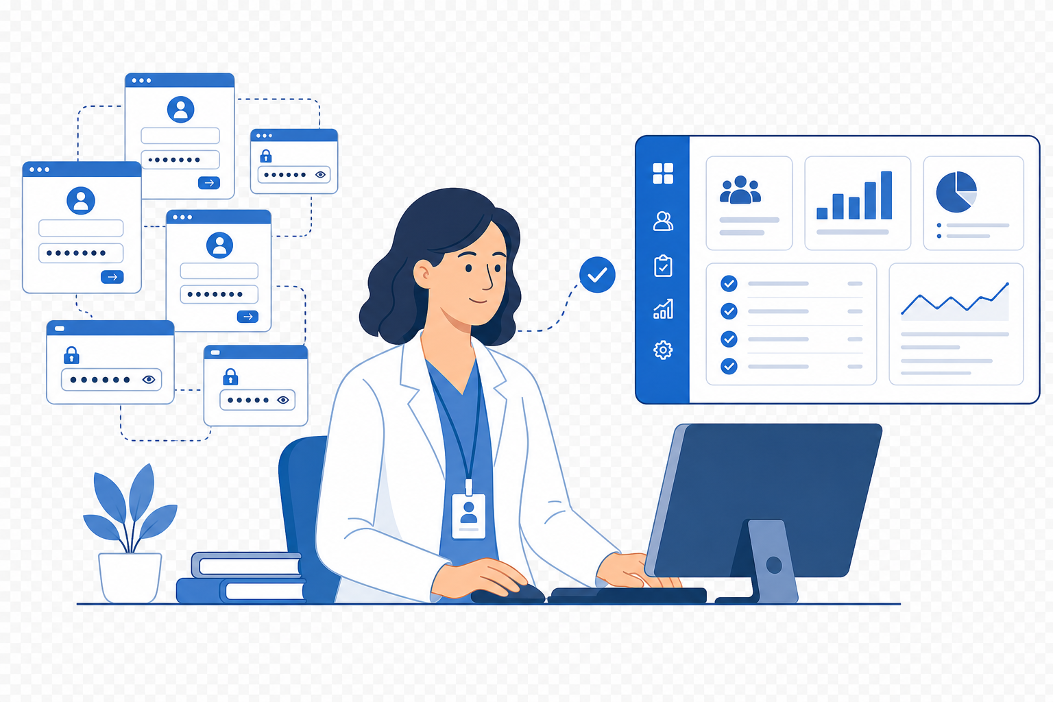 Clinical Research Coordinator with Floating Login Screens and Unified Dashboard