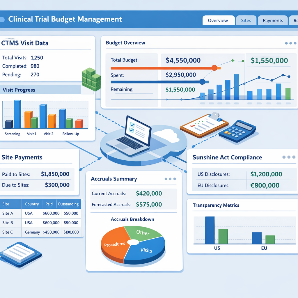 Clinical Trial Budget Dashboard Visualization