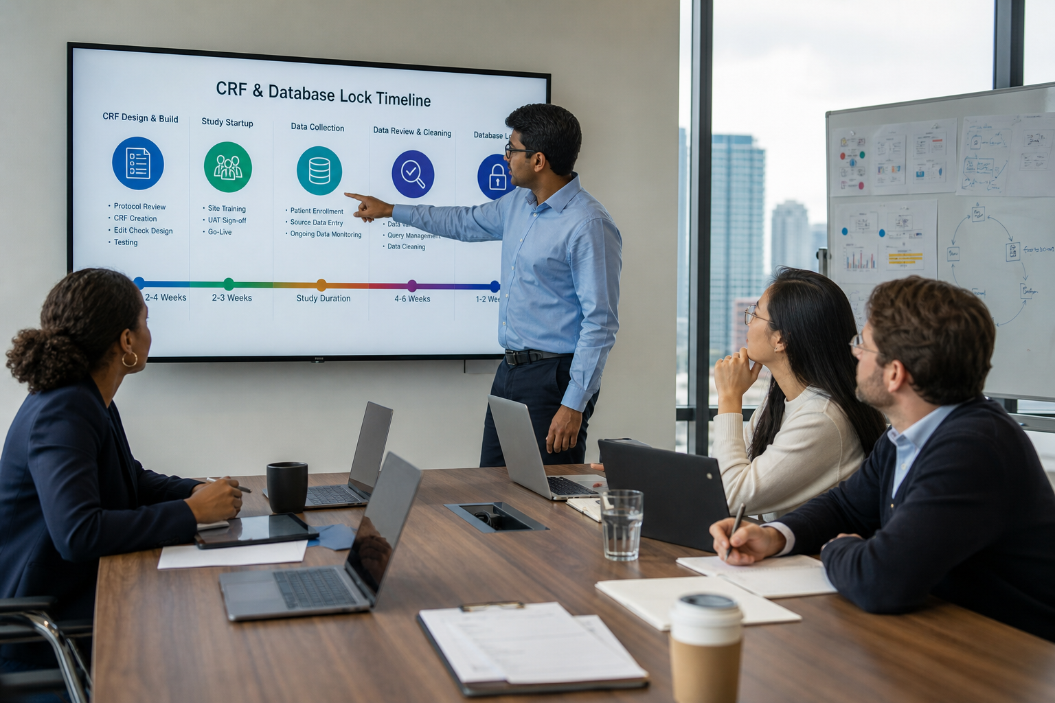 Collaborative Meeting in Modern Office with CRF Infographic