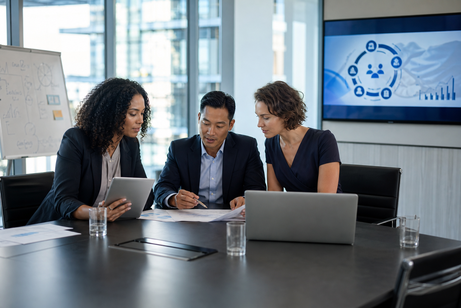 Diverse Team Collaborating In Modern Clinical Trial Office