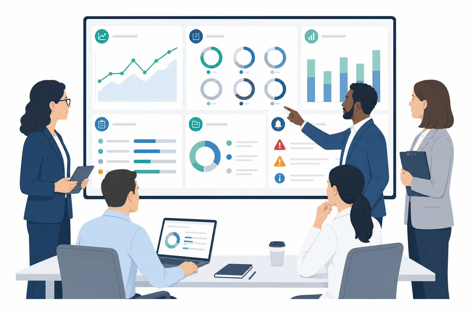 Leaders Reviewing Risk Dashboard on Unified Platform