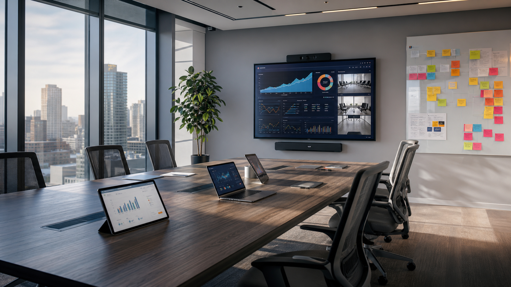 Modern Minimalist Office With City View