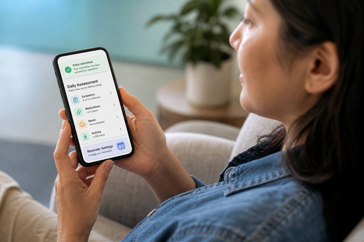 Patient Interacting With Modern Health App Interface